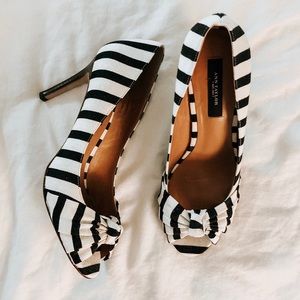 Stripe Peeptoe Knot Heel by Ann Taylor